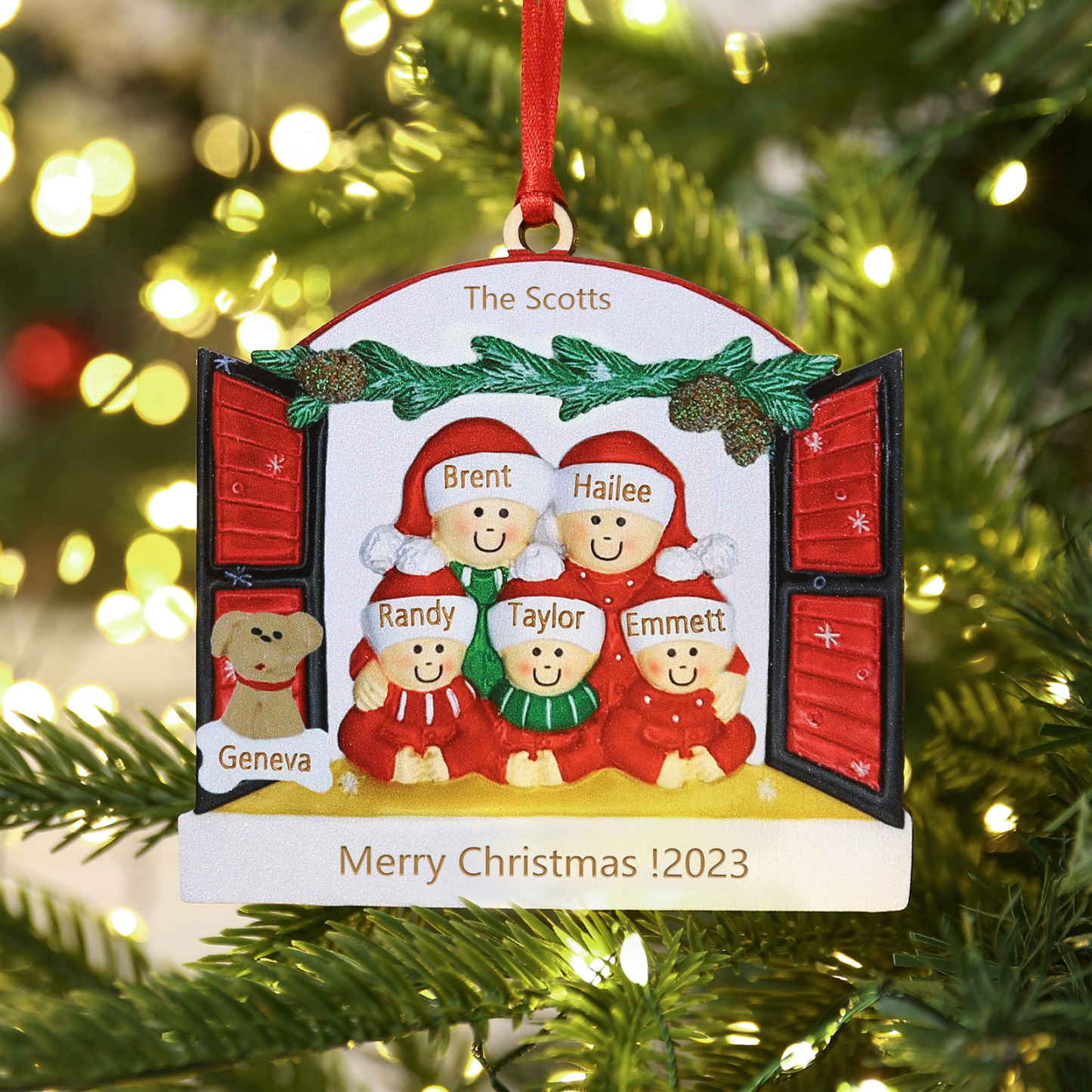 6 Names - Personalised Wooden Christmas Ornaments Customised Text & Date Xmas Decor Gifts for Family Friends-Jessemade AU