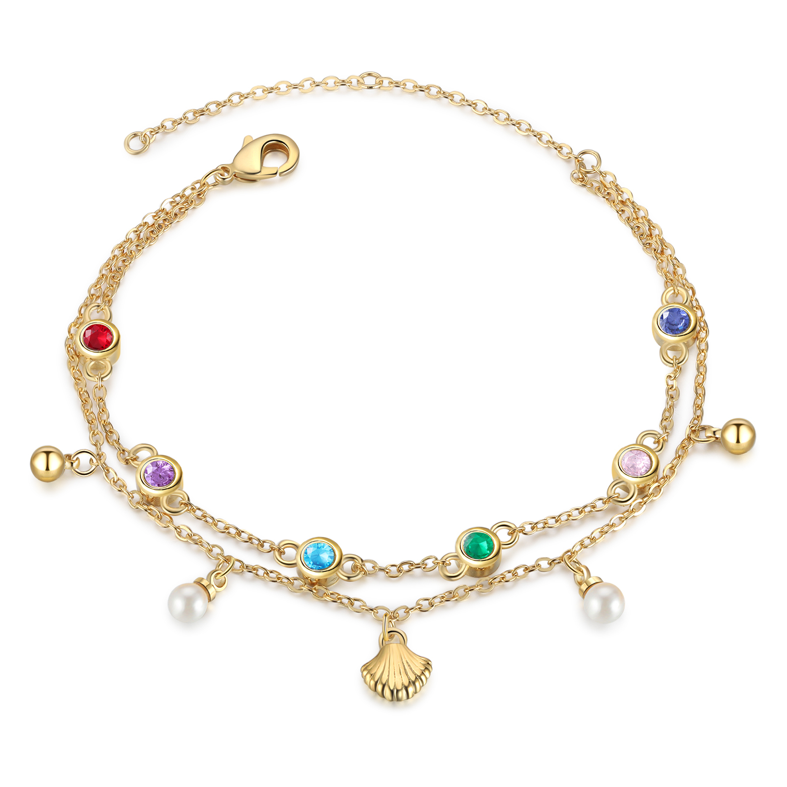 Personalised Women's Bracelet Custom 6 Birthstones Bracelet Gold Adjustable Bracelet Birthday Gift for Her-Jessemade AU