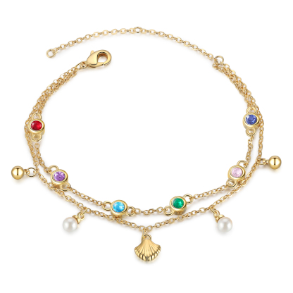 Personalised Women's Bracelet Custom 6 Birthstones Bracelet Gold Adjustable Bracelet Birthday Gift for Her-Jessemade AU