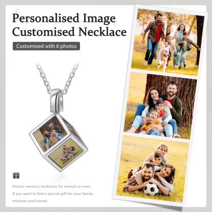Family Photo Rubik's Cube Necklace Customised 6 Photos Necklace Gifts For Her-Jessemade AU