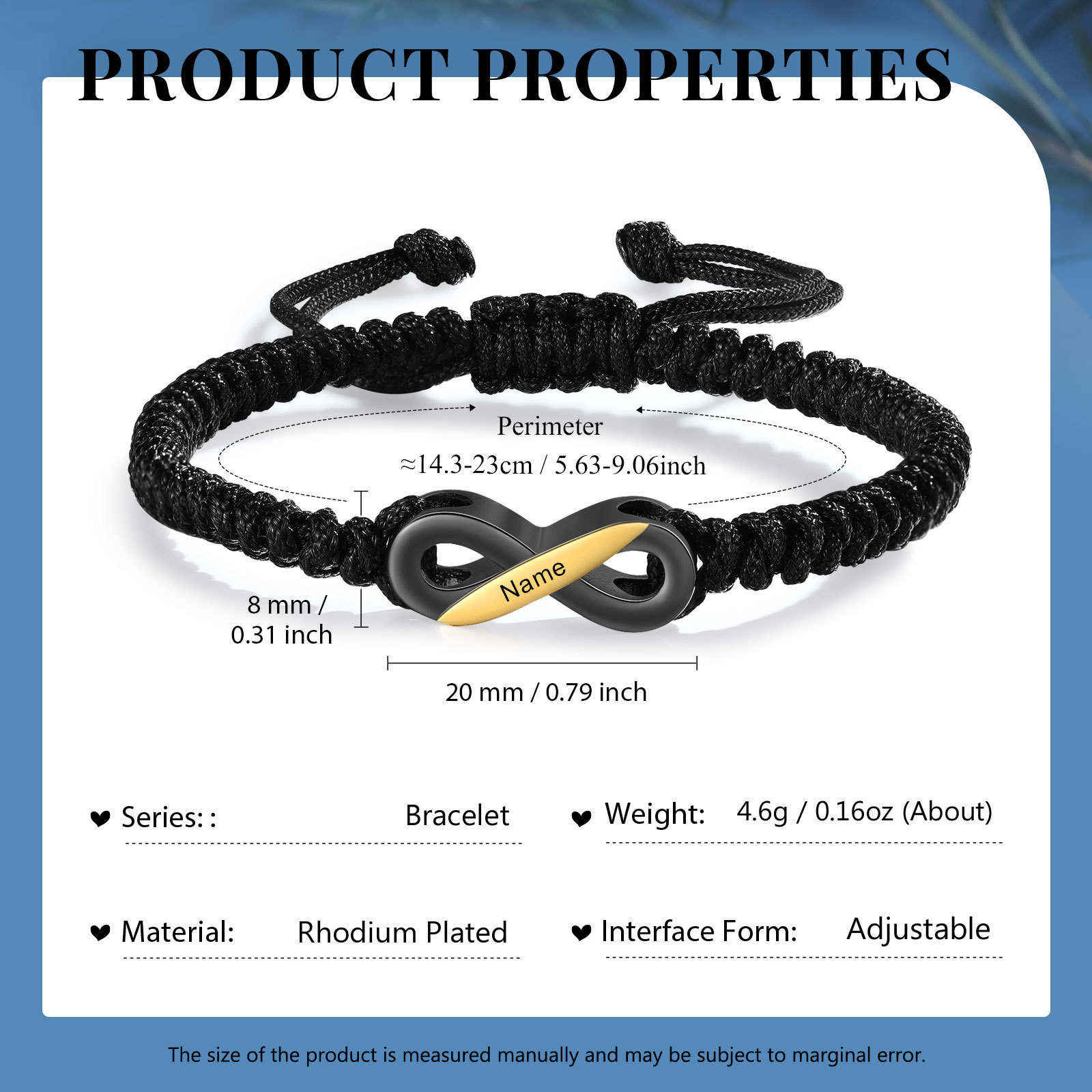 Personalised Infinity Bracelet Customised Name Couple Bracelet Adjustable Gifts for Him/Her-Jessemade AU