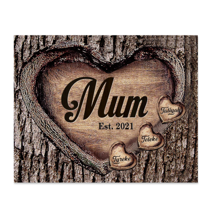 3 Names - Personalised Mum Wooden Plaque Custom Date & Names Home Decoration Hearts Gift for Mother-Jessemade AU