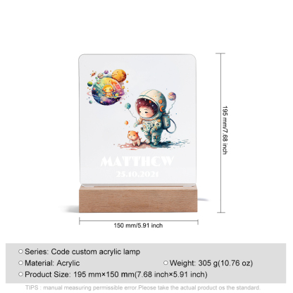 Astronaut Boy Girl Night Light with Personalised Name Date Nursery LED Night Light Birthday Gifts For Kids-Jessemade AU