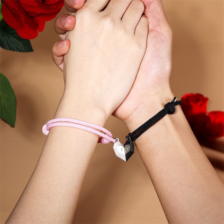 Personalised Couple Magnetic Bracelet Set Two Souls One Heart Love Matching Bracelet-Jessemade AU