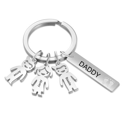 Personalised Key Chain with 3 Children Charms Engraved Names KeyChain Gifts for Daddy-Jessemade AU