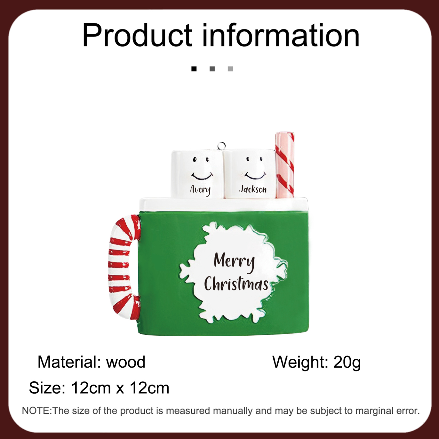 2 Names - Personalised Xmas Ornament Custom Name & Text Christmas Tree Wooden Decor Gift for Family Friends-Jessemade AU