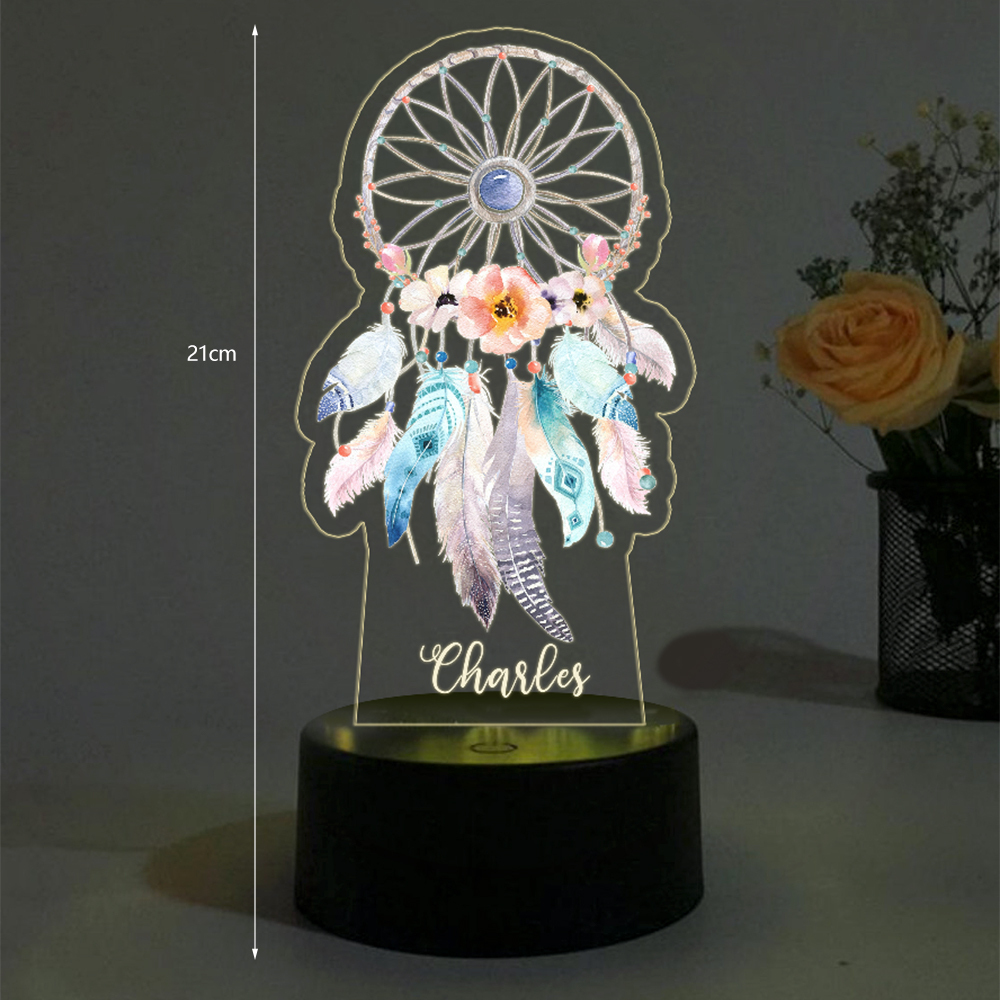 Custom Dream Catcher Night Light 7 Colours Changing Night Light With Name LED Lamp Gifts For Kids-Jessemade AU