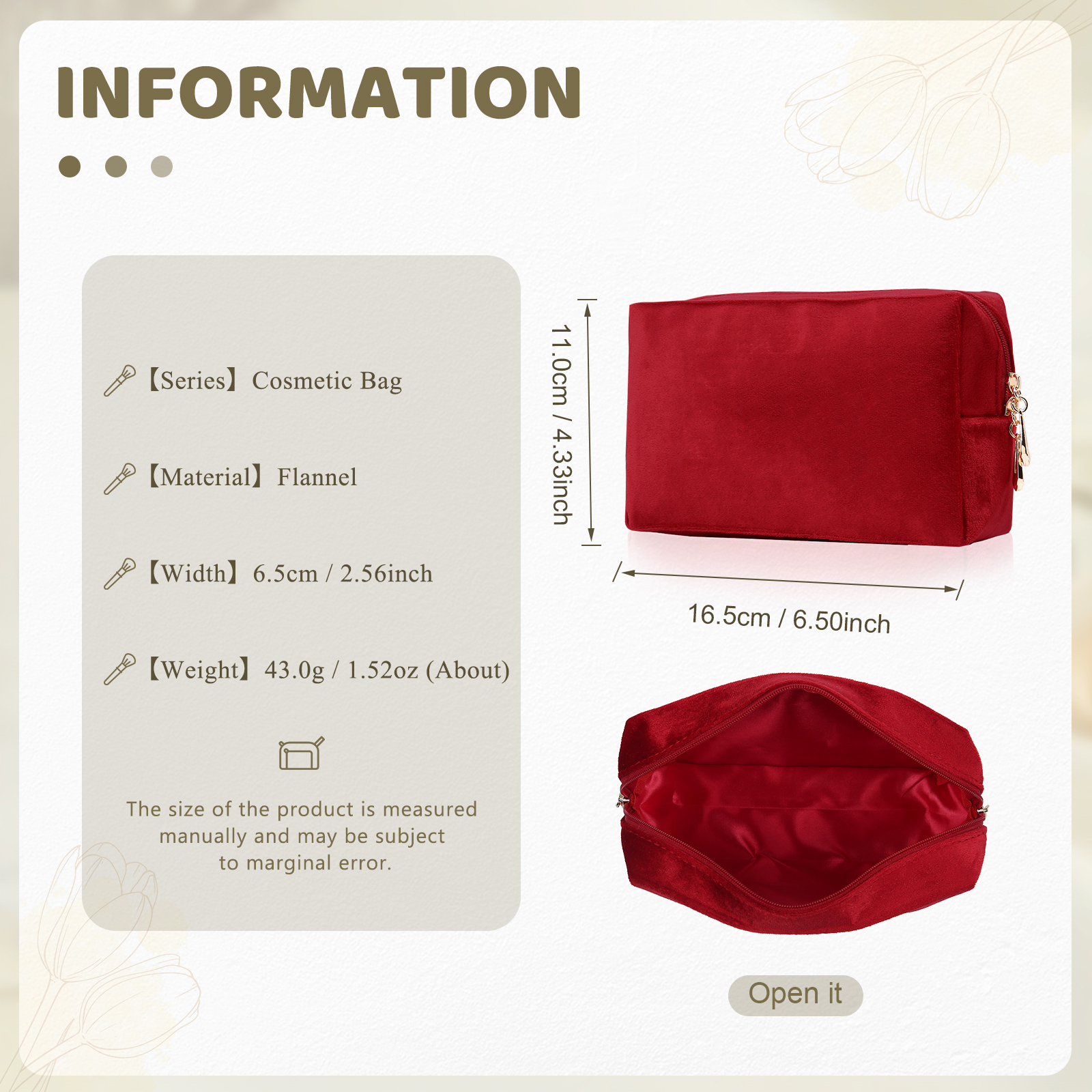 Cosmetic Bag Zipper Makeup Bag Jewelry Storage Bag Gifts for Ladies Girls-Jessemade AU