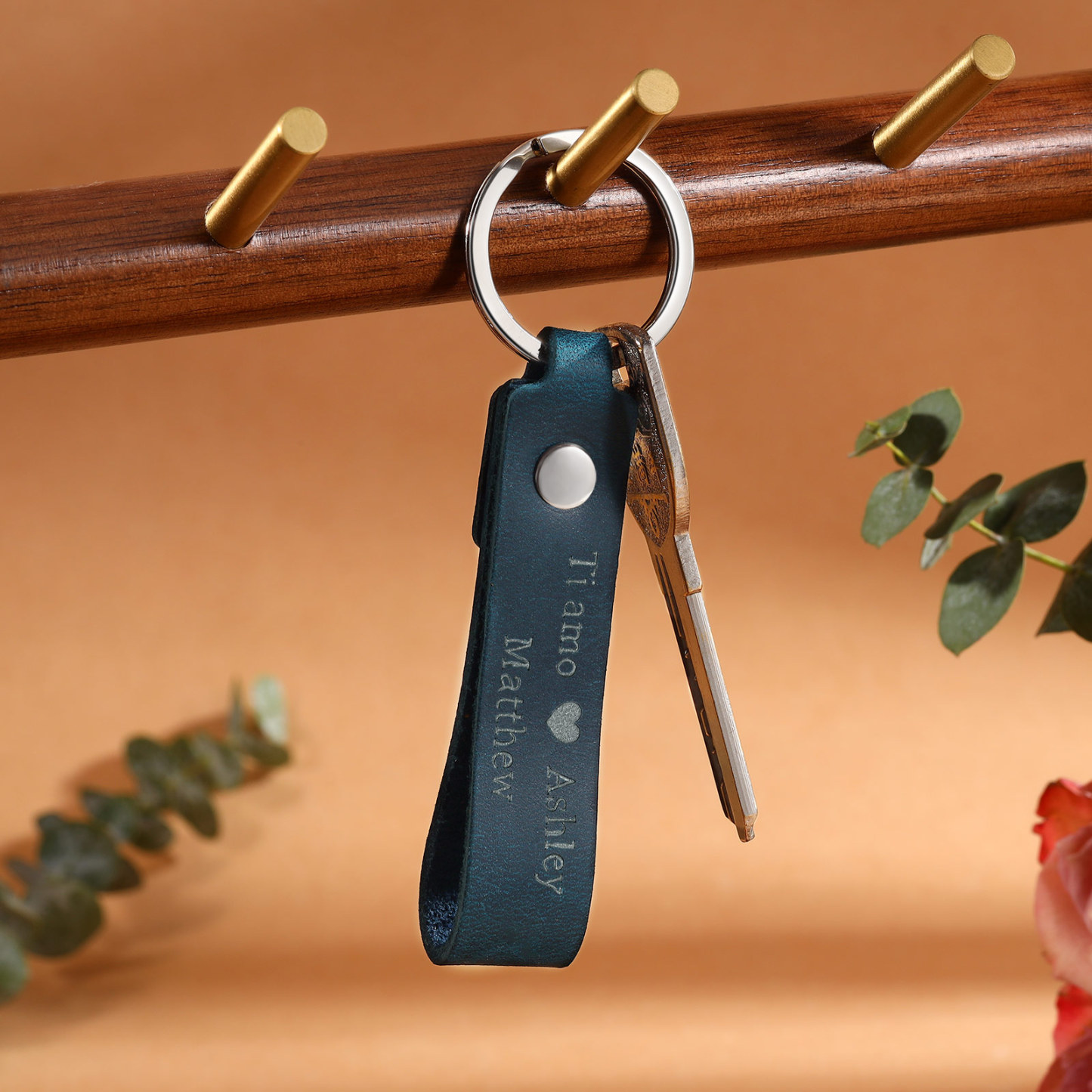 Personalised Leather Keychain Customised with 2 Names & Text Keyring Couple Keychain Gift for Him/her-Jessemade AU