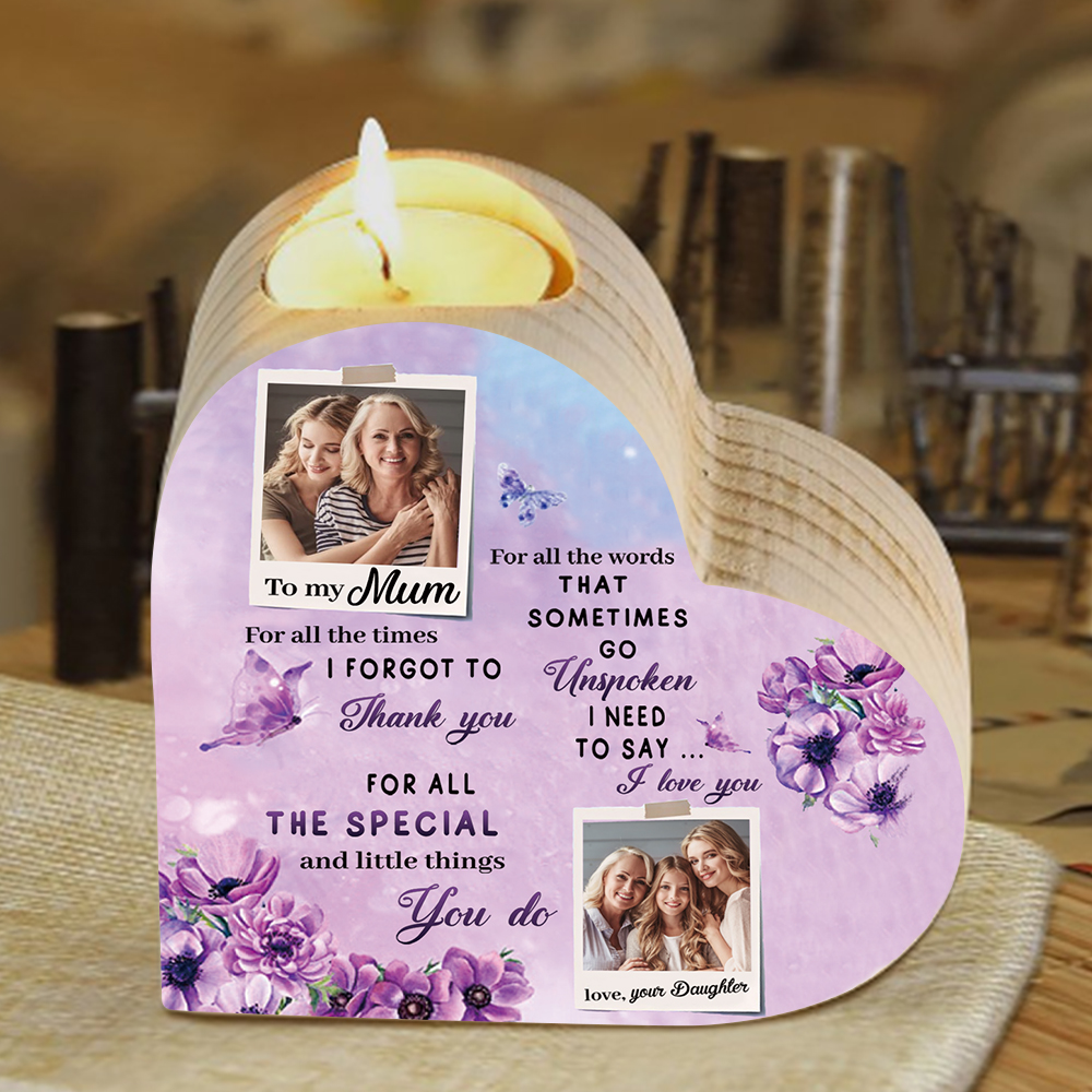 To My Mum - Customised Wooden Heart Candle Holder Candlesticks "I need to say I love you" Gifts For Mother-Jessemade AU
