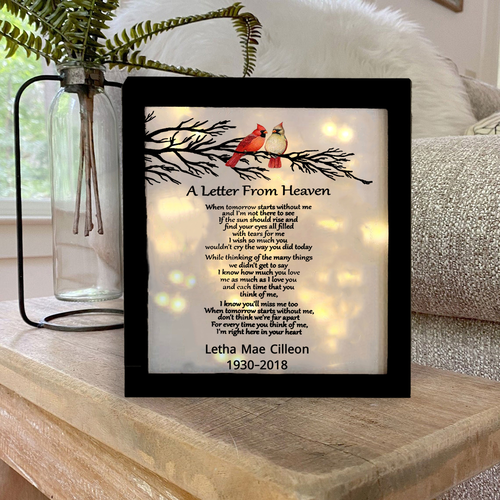 A Letter From Heaven Cardinals Memorial Frame Personalised Lighted Shadow Box-Jessemade AU