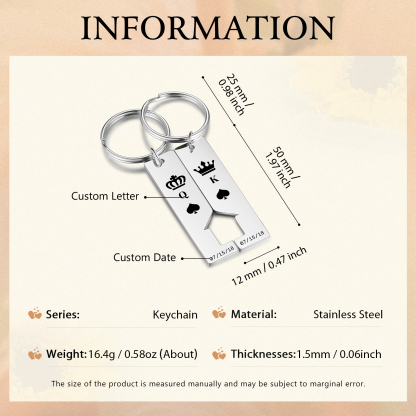 Personalised Couple Keychain Custom 2 Letters & 2 Dates Crown Keyring Valentine's Day Gift for Husband/Wife-Jessemade AU