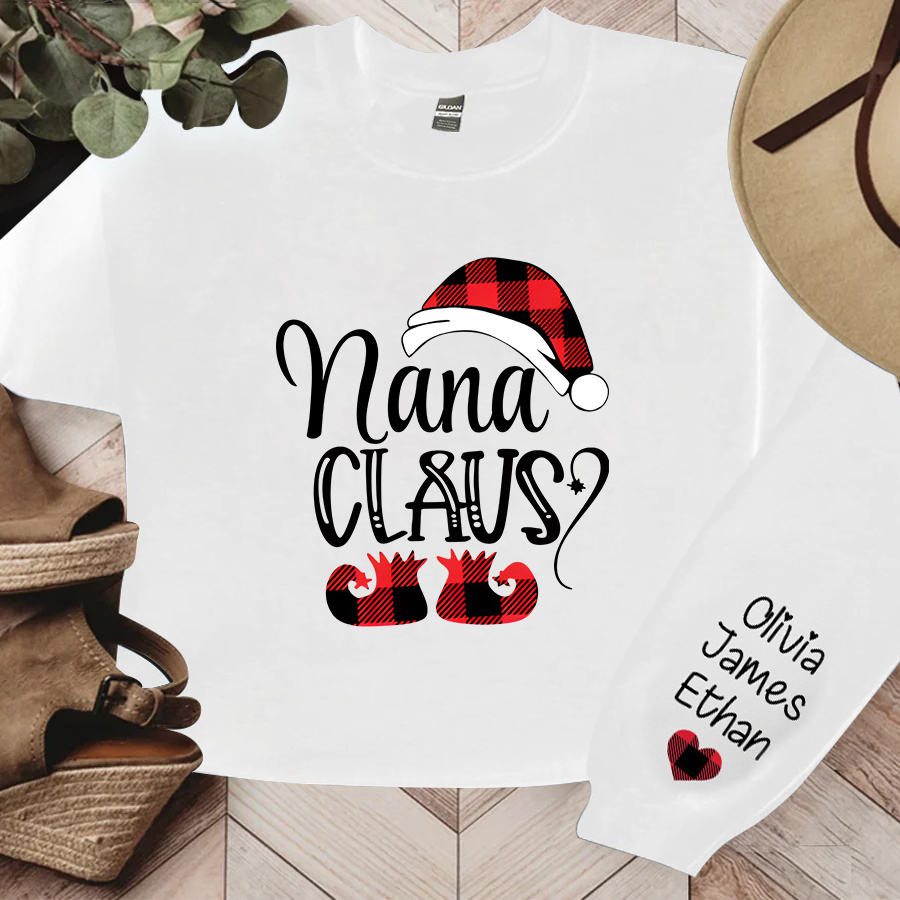 4 Names - Personalised Christmas Sweatshirt Custom Name & Text Sweatshirt Nana Claus Sweatshirt Gift for Family -Jessemade AU