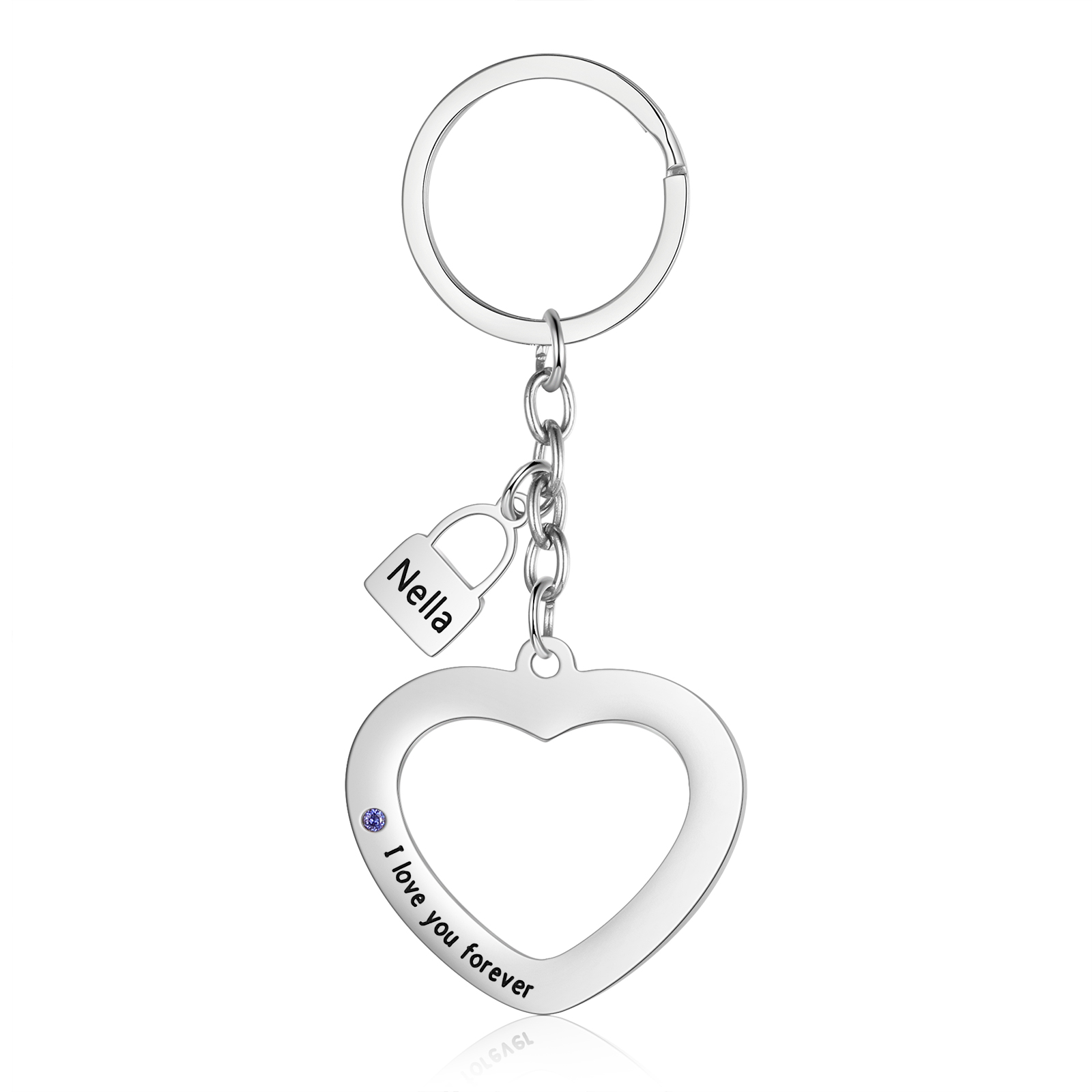 Personalised Couple Keychain Set Customised with 2 Names & 2 Birthstones Keychain Heart Matching Gift-Jessemade AU