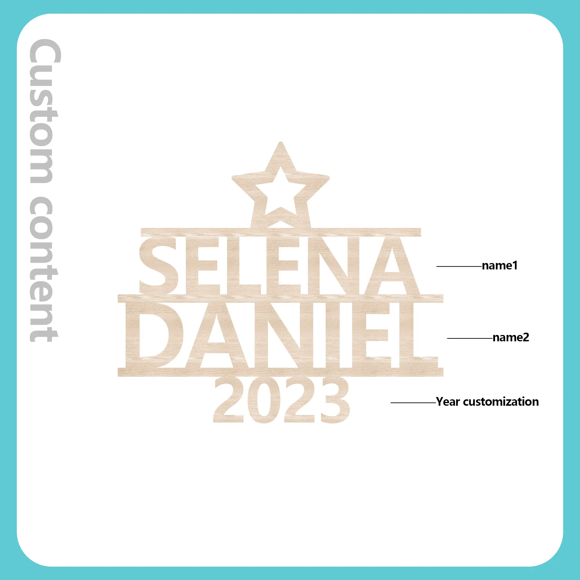 2 Names - Personalised Christmas Tree Ornaments Customised Name Xmas Wooden Decor Gifts for Family Friends-Jessemade AU