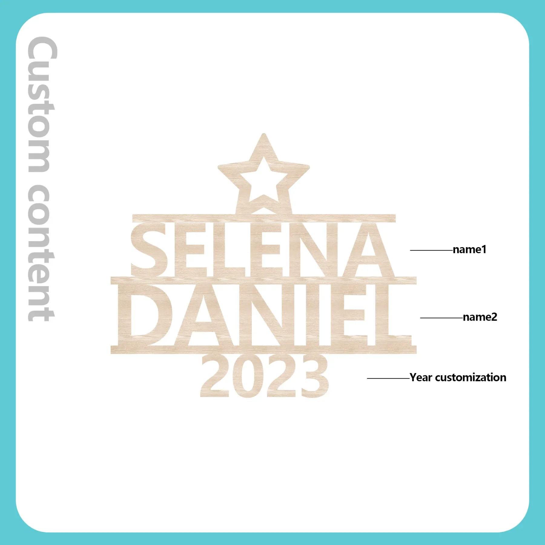 2 Names - Personalised Christmas Tree Ornaments Customised Name Xmas Wooden Decor Gifts for Family Friends-Jessemade AU