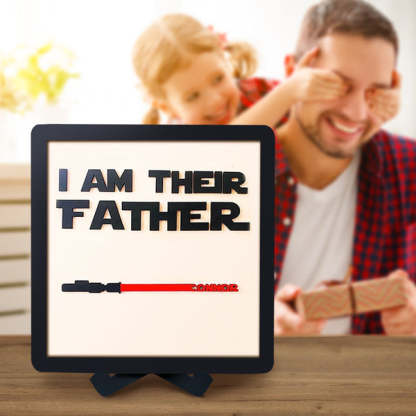 Personalised Star Wars Sign Father's Day Gifts - I AM THEIR FATHER - Wood Sign with 1 Name-Jessemade AU