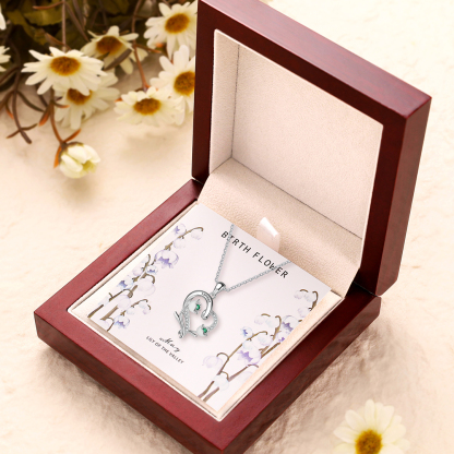 Personalised May Birthflower Necklace With Birthstones Custom 1 Name Necklace For Her-Jessemade AU