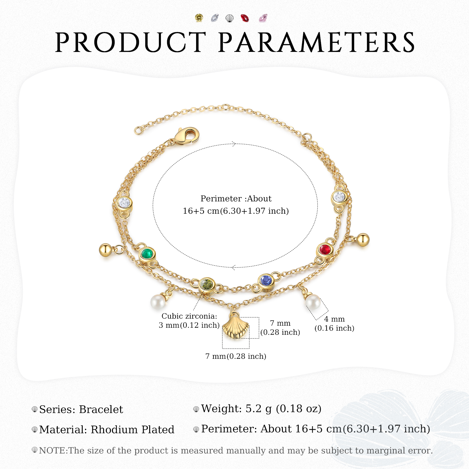 Personalised Women's Bracelet Custom 4 Birthstones Bracelet Gold Adjustable Bracelet Birthday Gift for Her-Jessemade AU