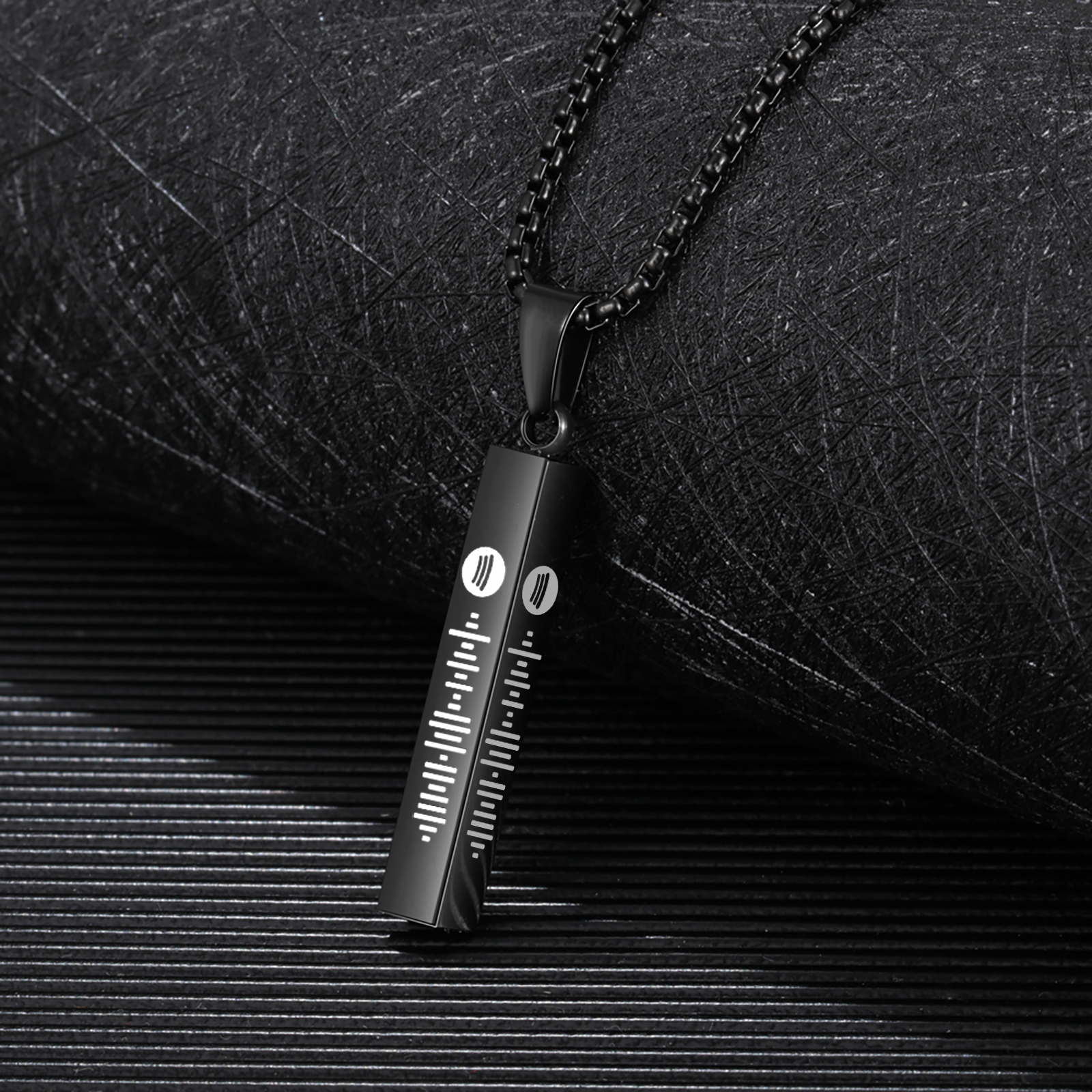 Personalised 3D Vertical Bar Necklace Customised Music Spotify Code Necklace for Her Him-Jessemade AU
