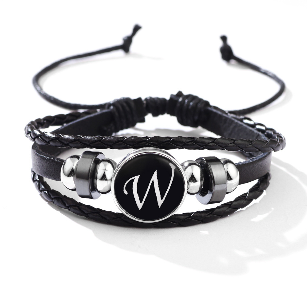 26 Letter Leather Braided Bracelets A-Z Initial Alphabet Beaded Bracelet Gifts for Women Men-Jessemade AU