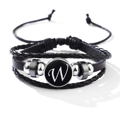 26 Letter Leather Braided Bracelets A-Z Initial Alphabet Beaded Bracelet Gifts for Women Men-Jessemade AU