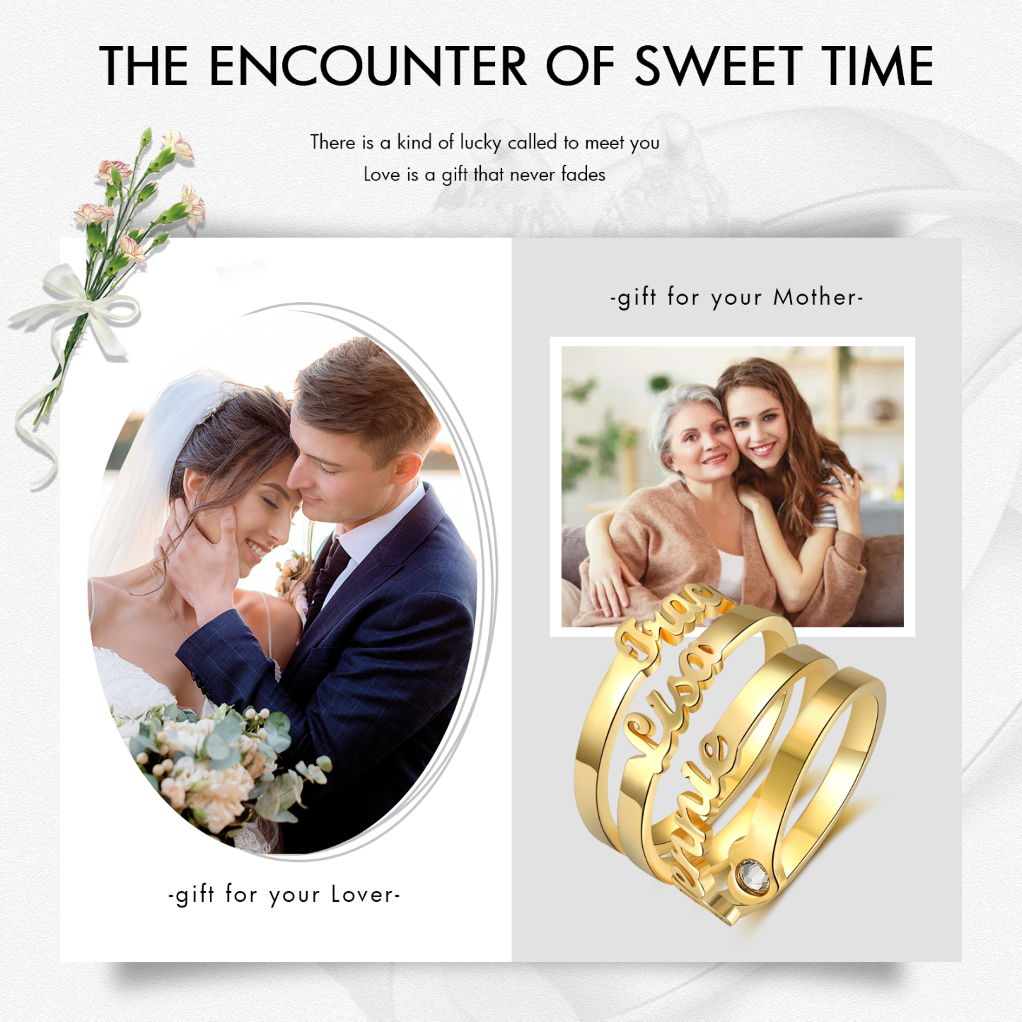 Personalised Heart Ring With Birthstone Custom 3 Names Ring Gifts For Her-Jessemade AU