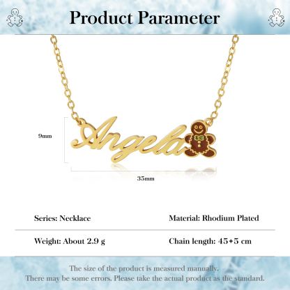 Gingerbread Man Name Necklace Personalised Christmas Necklace for Her-Jessemade AU