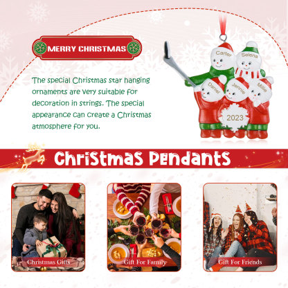 5 Names - Personalised Resin Christmas Ornaments Customised Name & Year Xmas Decor Gifts for Family Friends-Jessemade AU