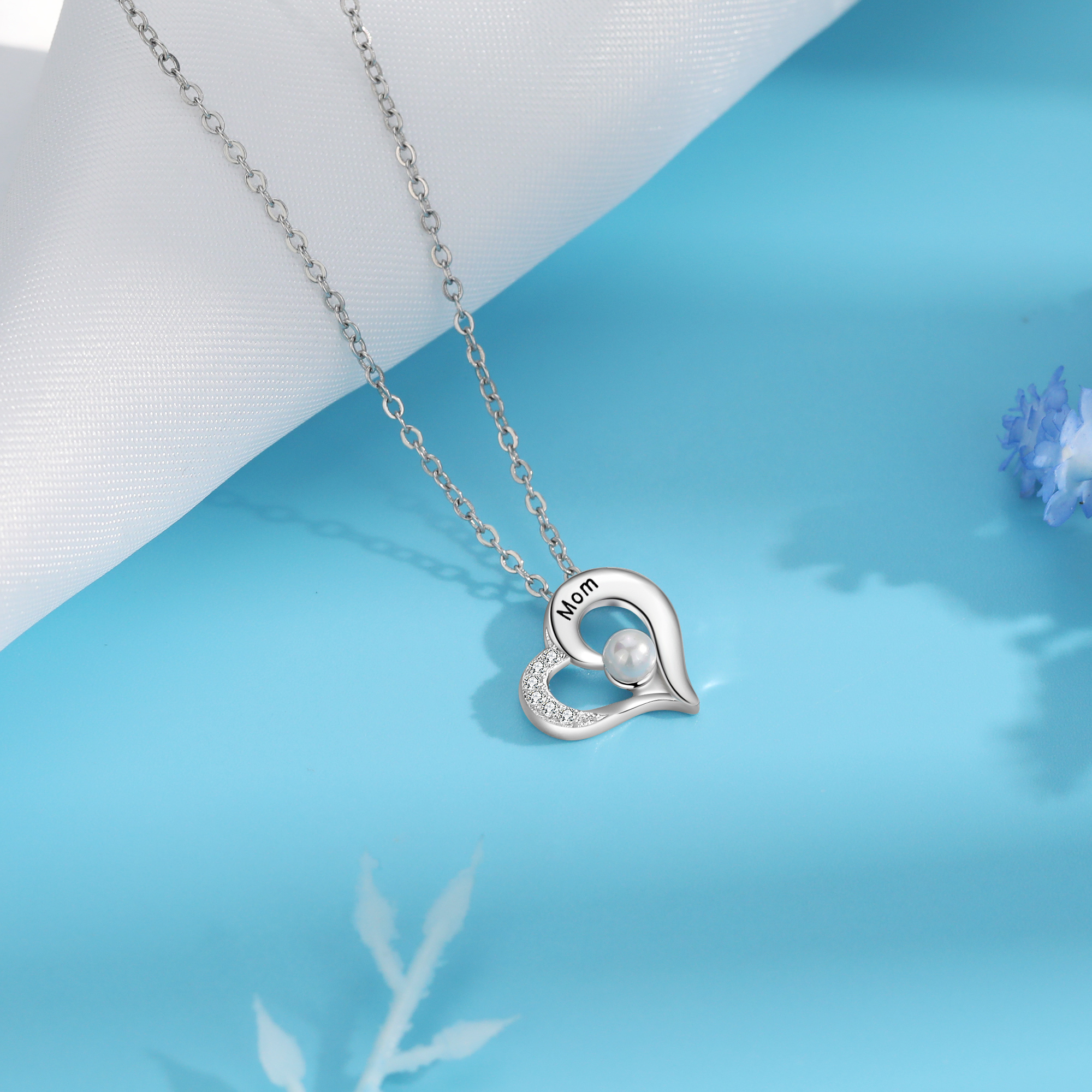 Custom Heart Necklace Engrave 1 Name Family Necklace-Jessemade AU