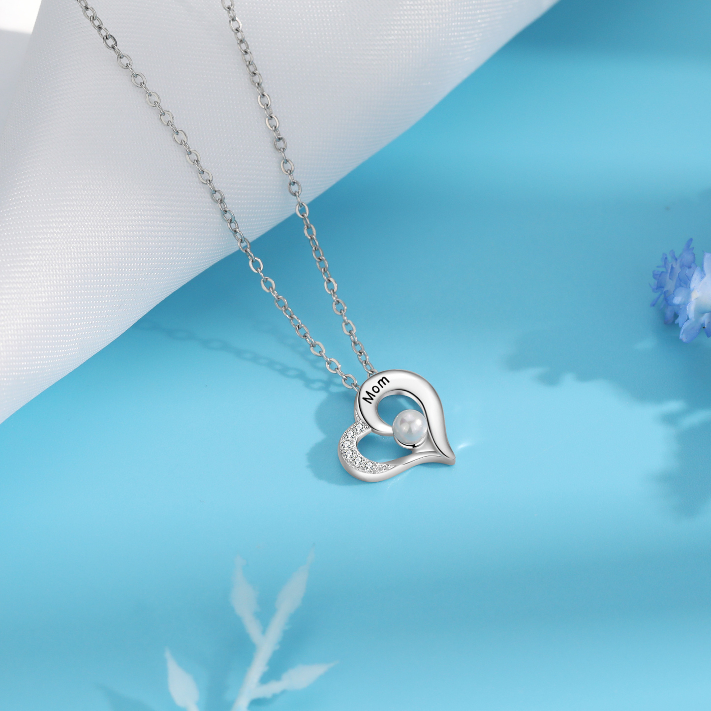 Custom Heart Necklace Engrave 1 Name Family Necklace-Jessemade AU