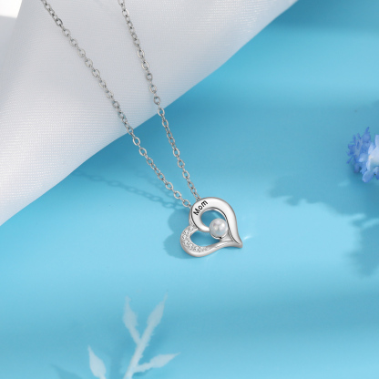Custom Heart Necklace Engrave 1 Name Family Necklace-Jessemade AU
