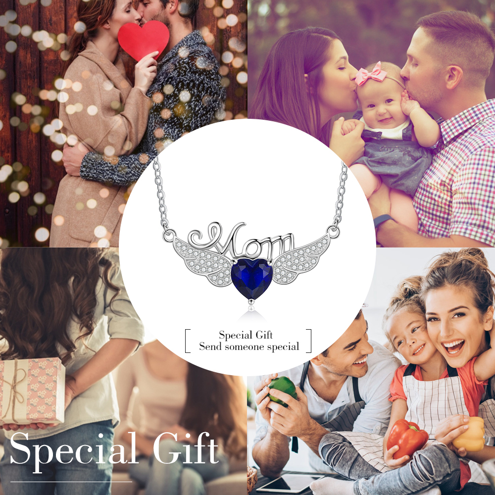 Personalised Wings Necklace with Birthstone Engraved Name Gifts for Her-Jessemade AU