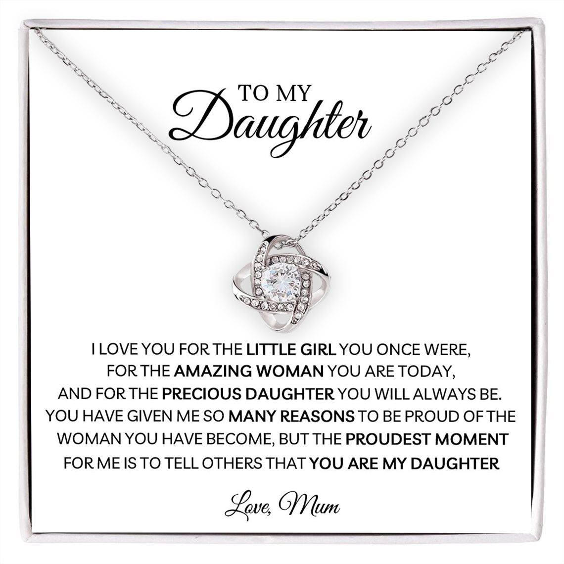 To My Daughter Love Knot Necklace Mum to Daughter Necklace Special Birthday Gift-Jessemade AU