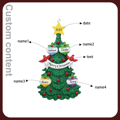 4 Names - Personalised Christmas Tree Ornaments Custom Text & Year Wooden Christmas Pendant Gifts for Family Friends-Jessemade AU