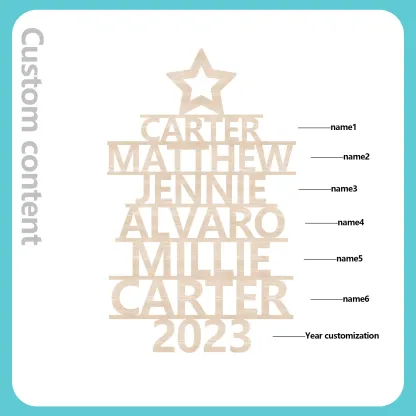 6 Names - Personalised Christmas Tree Ornaments Customised Name Xmas Wooden Decor Gifts for Family Friends-Jessemade AU