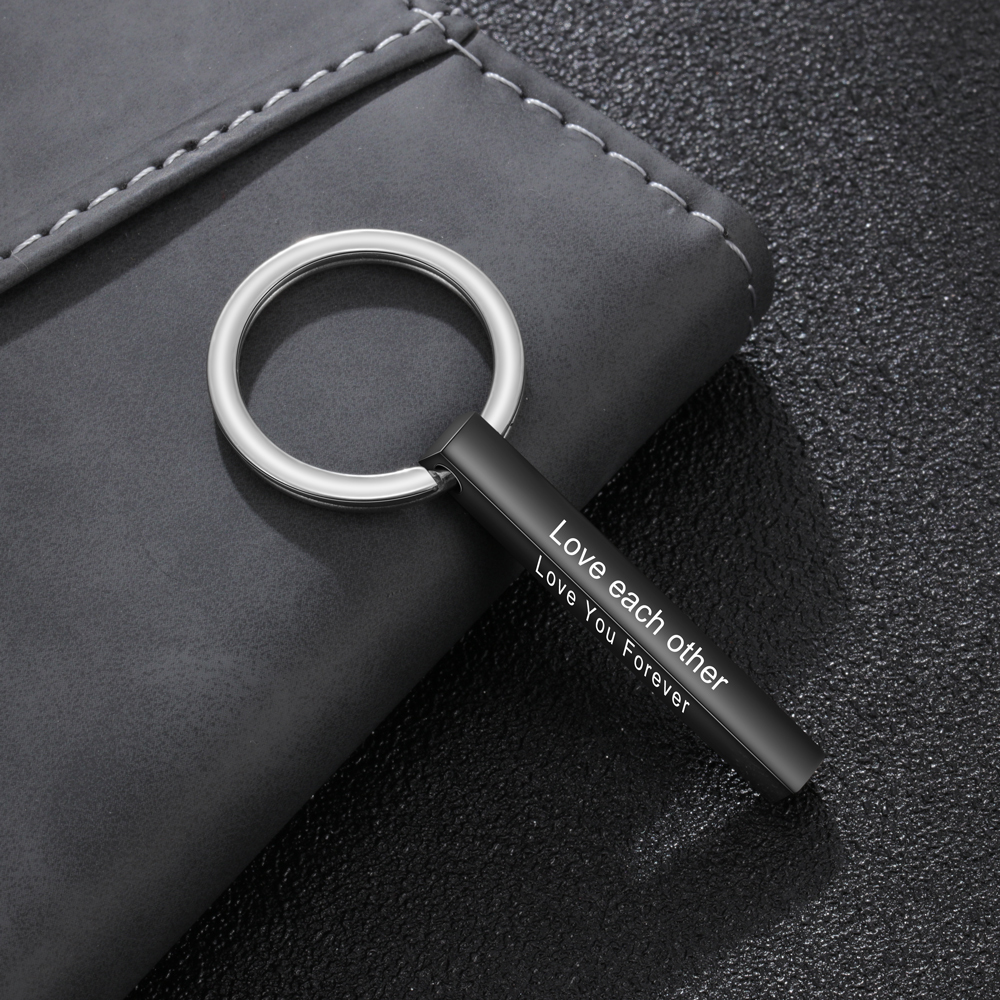 Personalised Stainless Steel Keychain Customised 4 Texts Keyring Gift for Him/Her-Jessemade AU