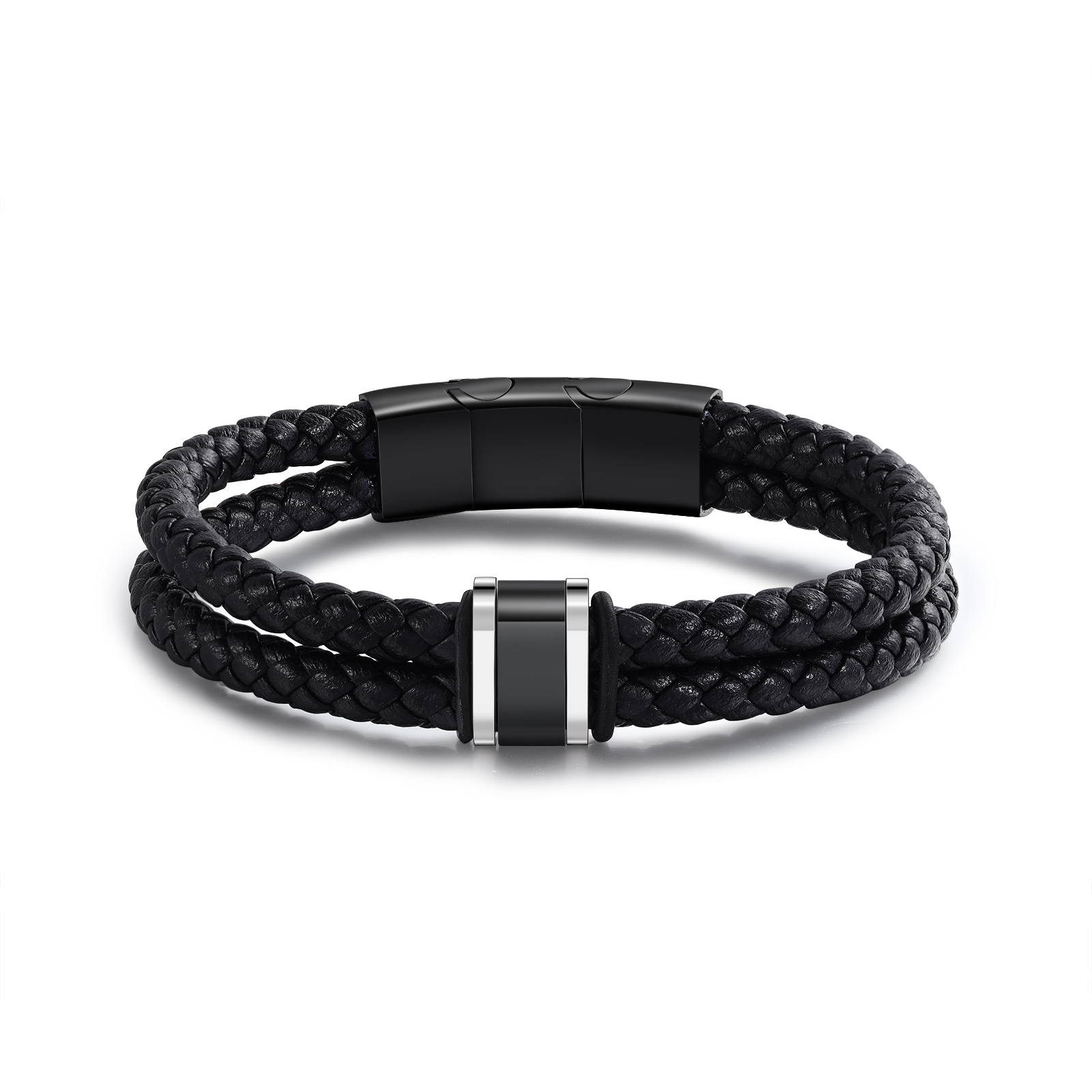 1 Name - Men's Leather Bracelet Custom Names Beaded Bracelet Adjustable Personalised Gift for Him-Jessemade AU