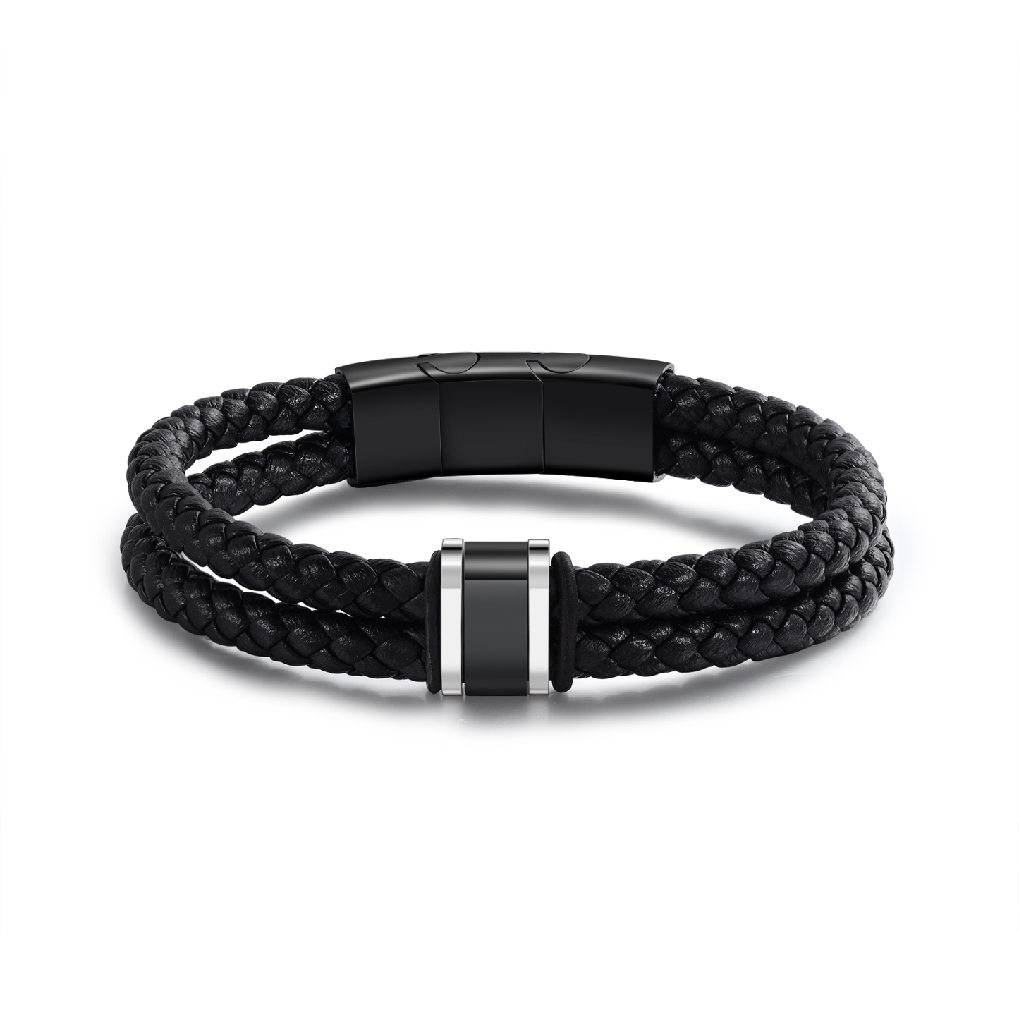 1 Name - Men's Leather Bracelet Custom Names Beaded Bracelet Adjustable Personalised Gift for Him-Jessemade AU