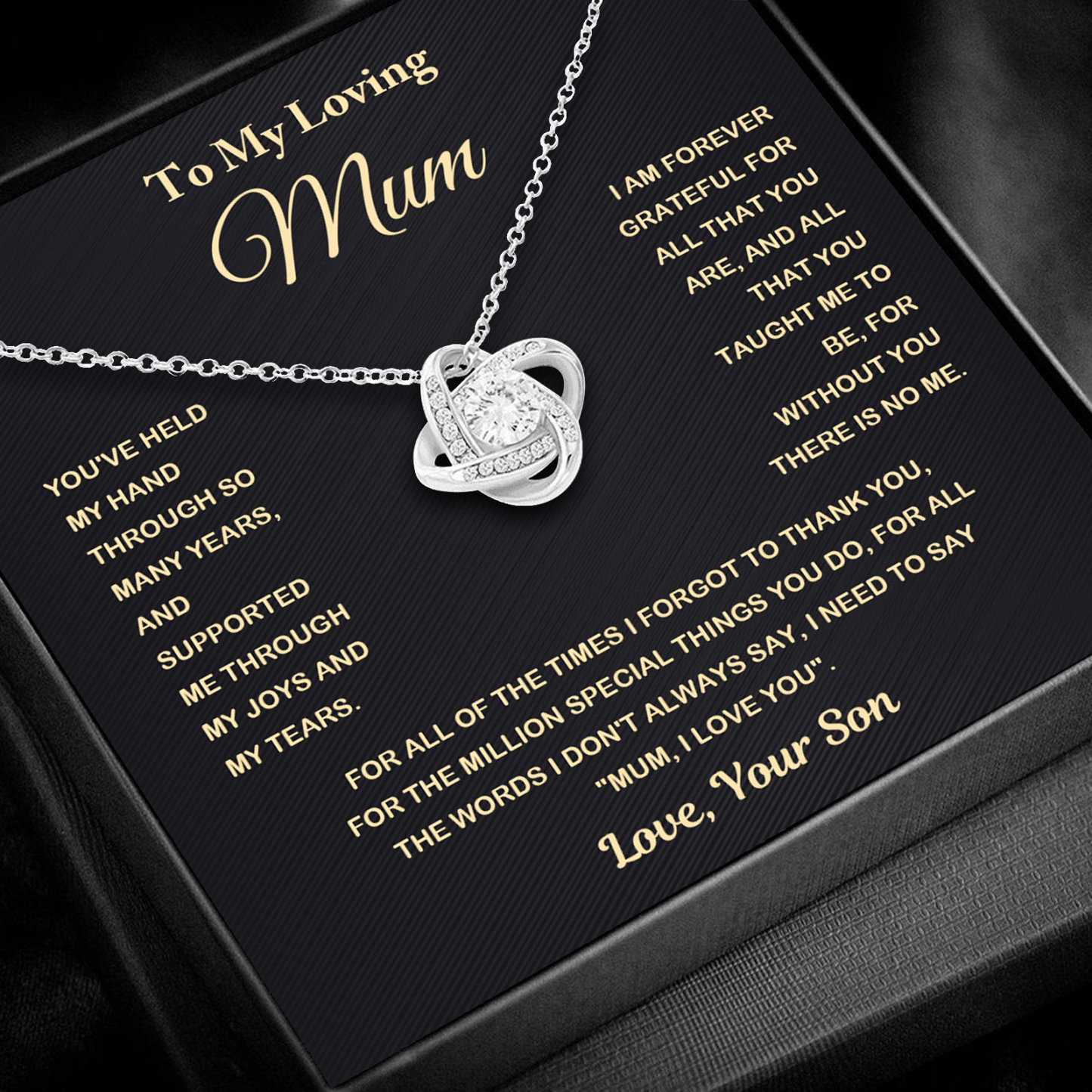To My Loving Mum Necklace Love Knot Necklace Gift Set - You've Held My Hand Through So Many Years, And Supported Me Through My Joys And My Tears-Jessemade AU