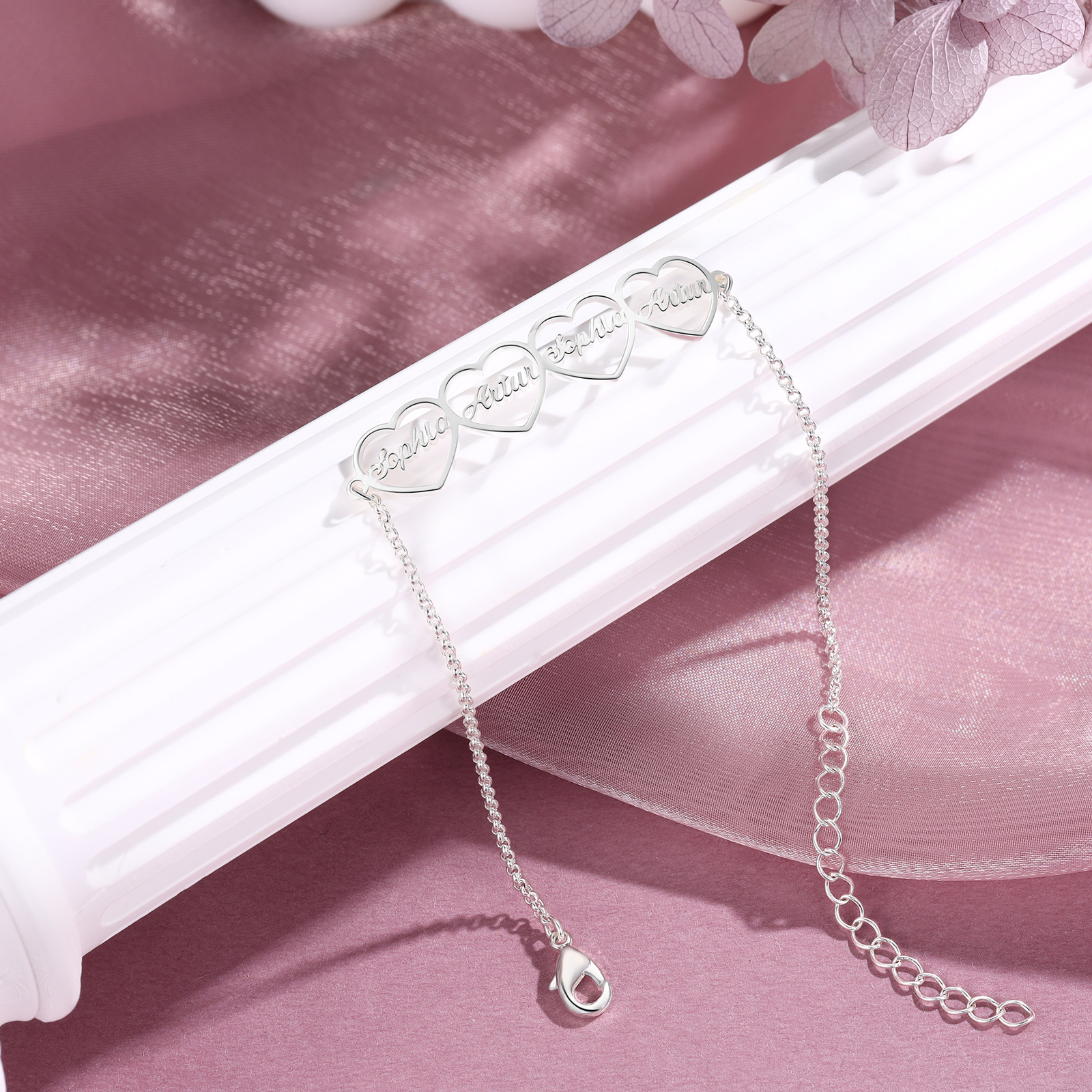 4 Names - Personalised Heart Bracelet Custom Name Bracelets Birthday Valentine's Day Gift For Her-Jessemade AU