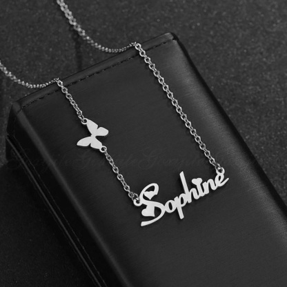 Personalised Butterfly Necklace Custom 1 Name Necklace Gift For Women-Jessemade AU