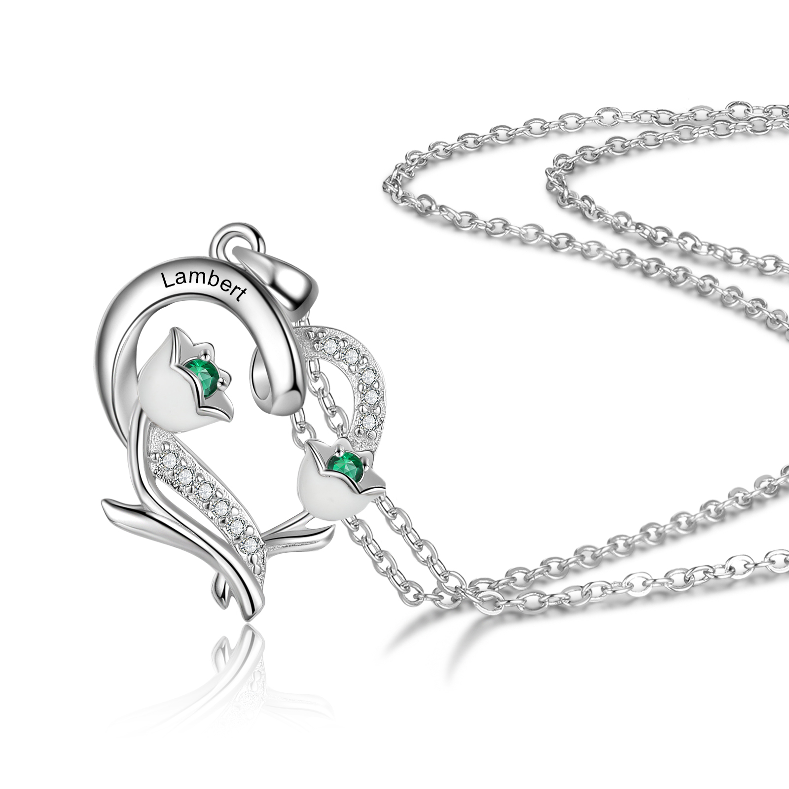 Personalised May Birthflower Necklace With Birthstones Custom 1 Name Necklace For Her-Jessemade AU