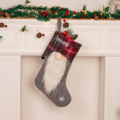 Custom 1 Name Christmas Stocking Ornaments Gray Christmas socks Personalised Christmas Gifts for Family Friends-Jessemade AU
