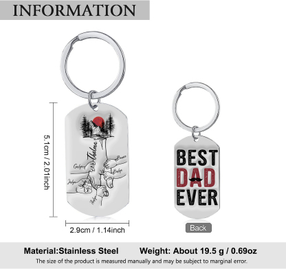 Best Dad Ever - Personalised 6 Names Holding Hands Keychain Custom Family Keychain Father's Day Gifts-Jessemade AU