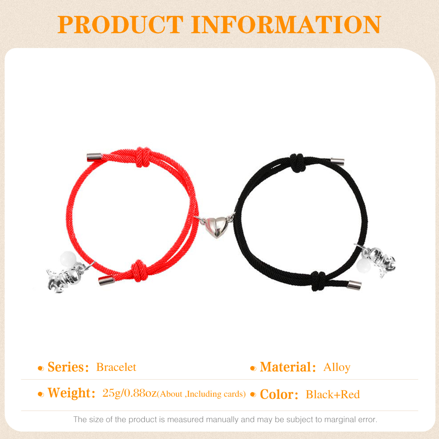 Two Souls One Heart Bracelet With Dinosaur Pendant Magnetic Bracelet Set-Jessemade AU