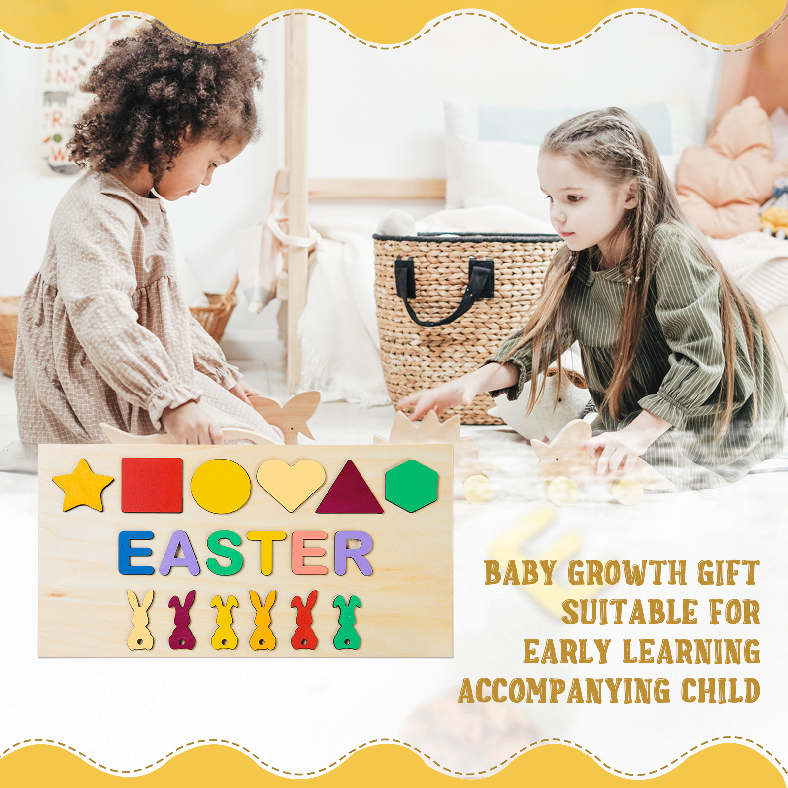 Jessemade Personalised Bunny Name Wooden Puzzles Easter Gift for Toddlers-Jessemade AU