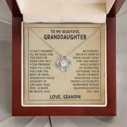 Grandpa to Granddaughter S925 Love Knot Necklace Believe Deep In Your Heart Gifts-Jessemade AU