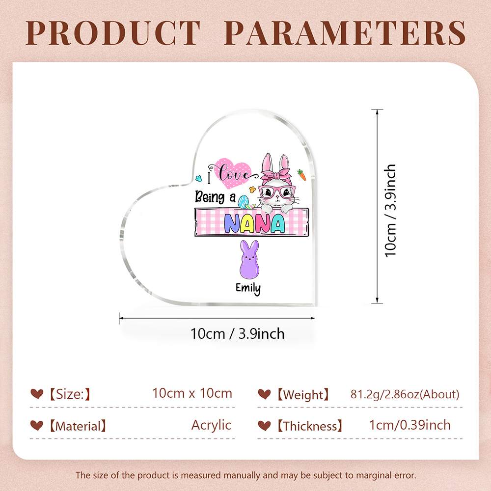 2 Names - Personalised Acrylic Heart Keepsake Custom Names Bunny Ornaments Gifts for Grandma/Mother-Jessemade AU