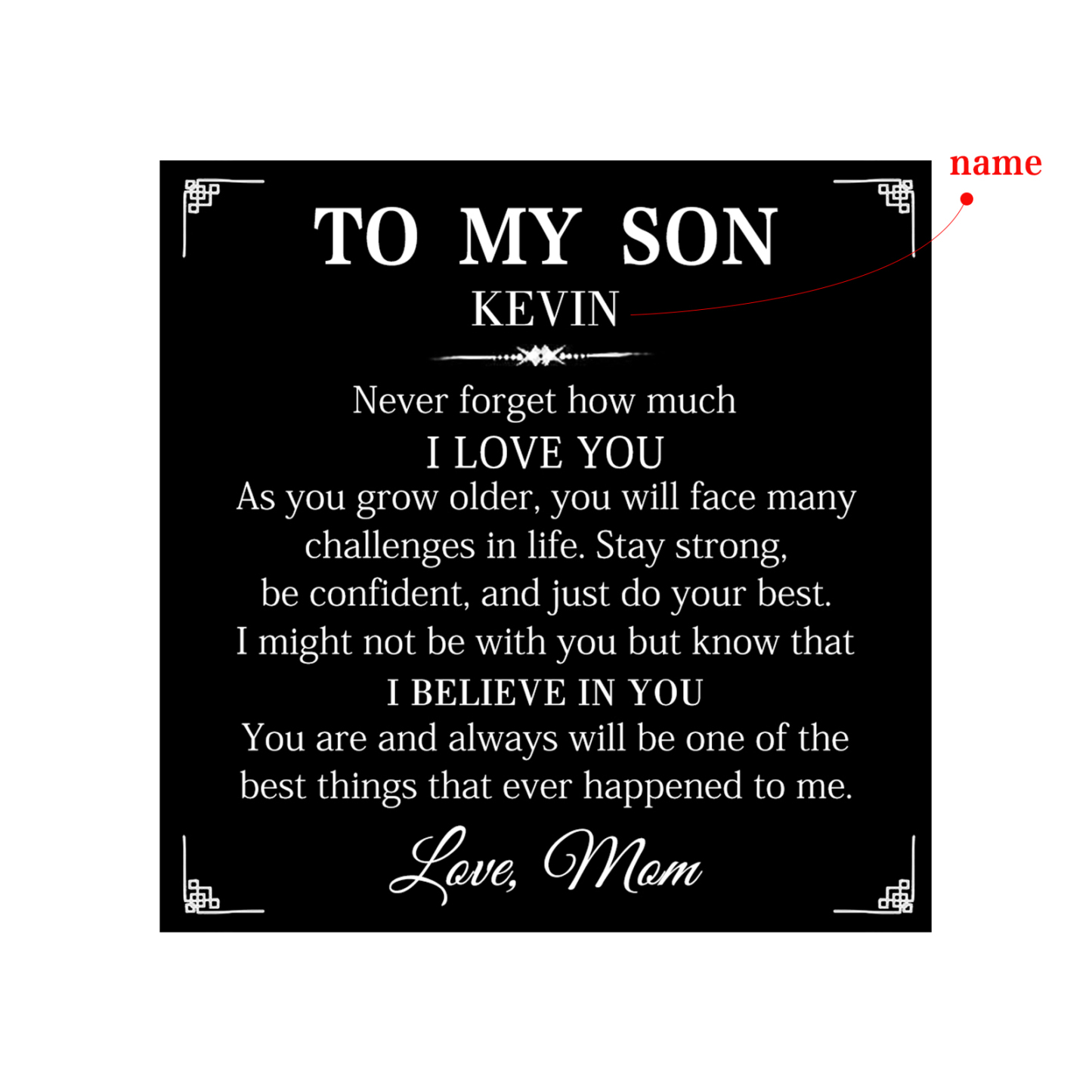 To My Son Bracelet Personalised Name Message Card Braided Leather Bracelet Mom to Son Gift - Never Forget How Much I Love You-Jessemade AU